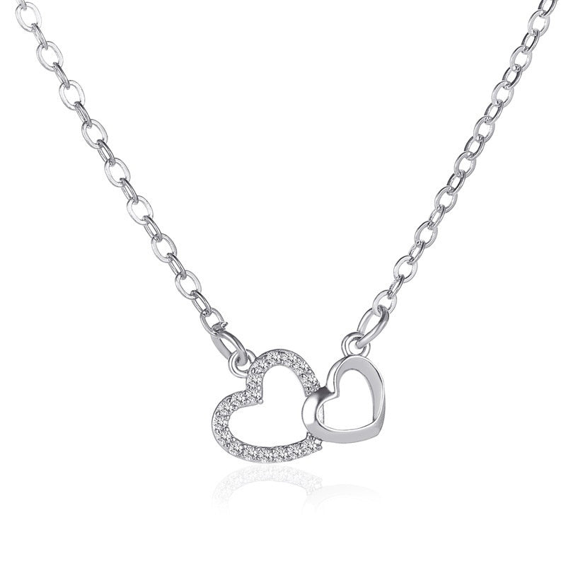 Double Peach Heart Love Necklace