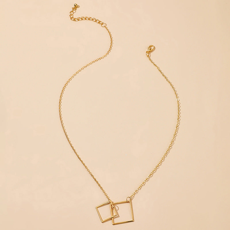 Square Alloy Ins Bohemian Fashion Single-Layer Necklace