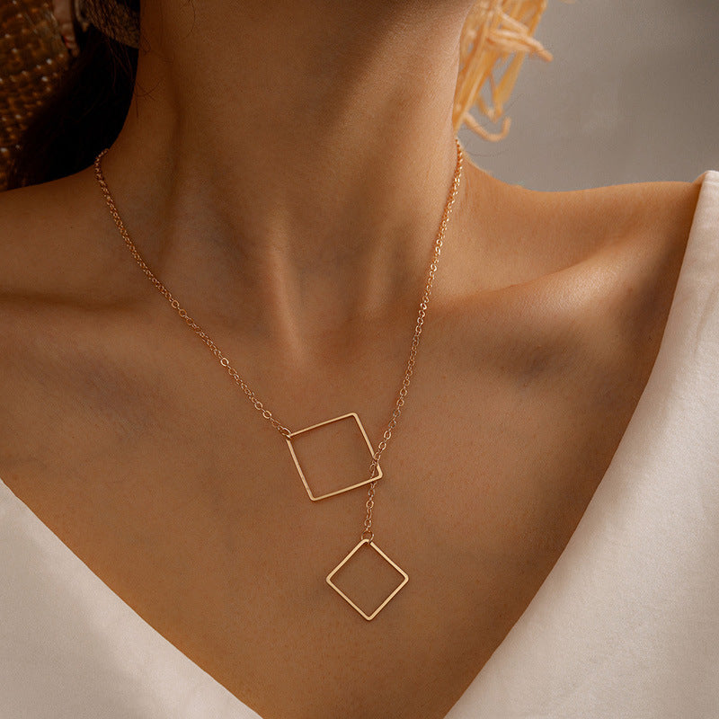 Square Alloy Ins Bohemian Fashion Single-Layer Necklace