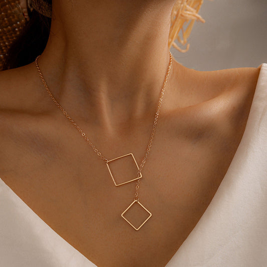 Square Alloy Ins Bohemian Fashion Single-Layer Necklace