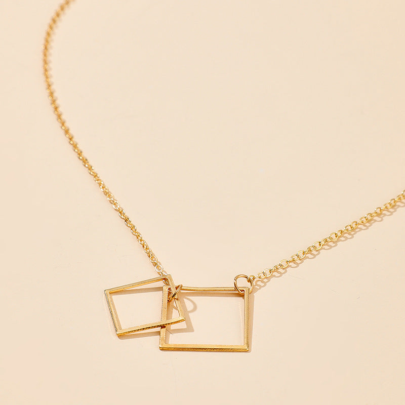 Square Alloy Ins Bohemian Fashion Single-Layer Necklace