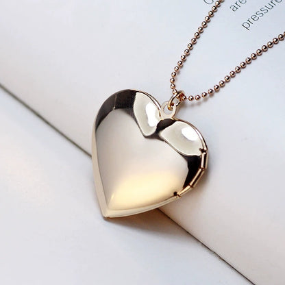 Locket Heart Pendant Chain Necklace