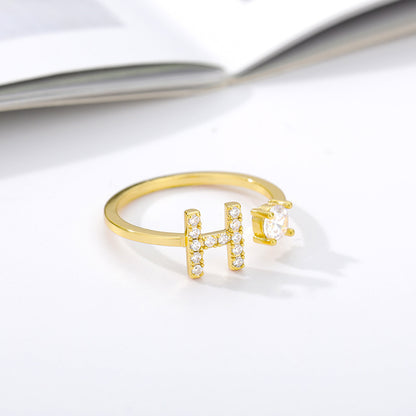 Tiny Initial Letter Ring A–Z, Adjustable