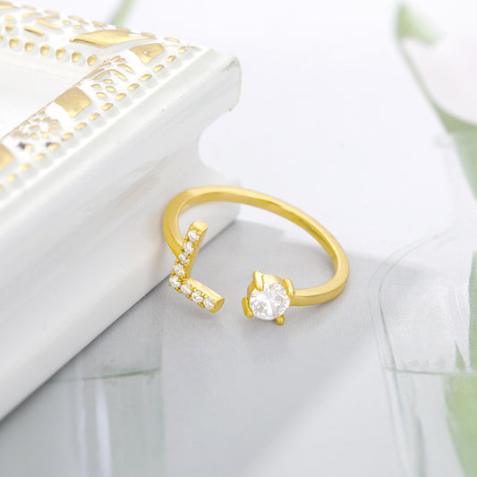 Tiny Initial Letter Ring A–Z, Adjustable
