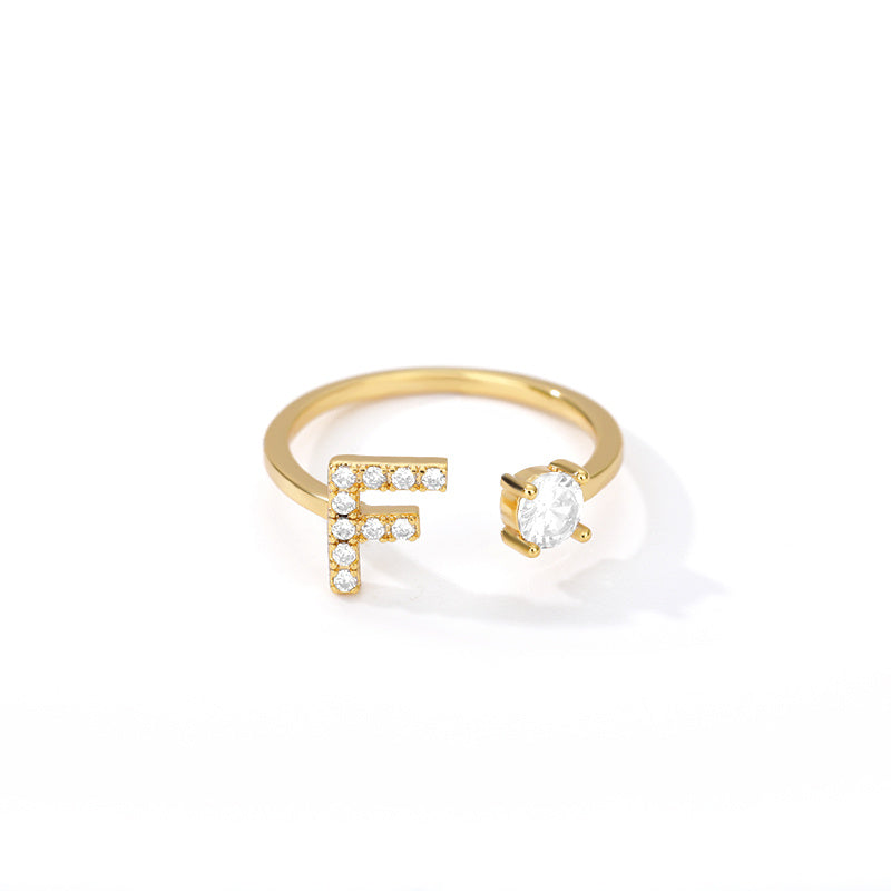 Tiny Initial Letter Ring A–Z, Adjustable