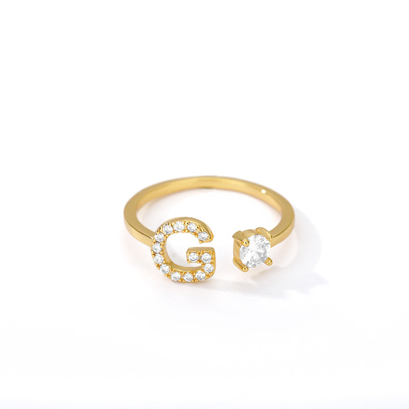 Tiny Initial Letter Ring A–Z, Adjustable