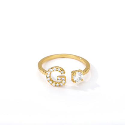 Tiny Initial Letter Ring A–Z, Adjustable