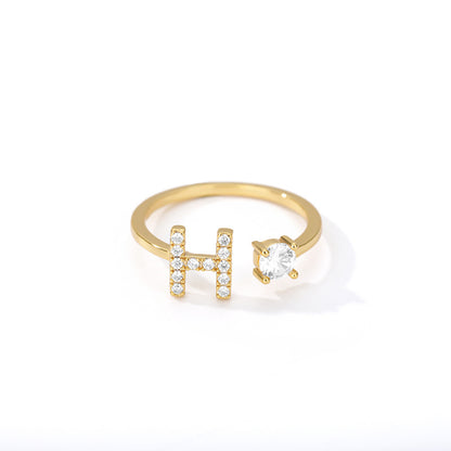 Tiny Initial Letter Ring A–Z, Adjustable