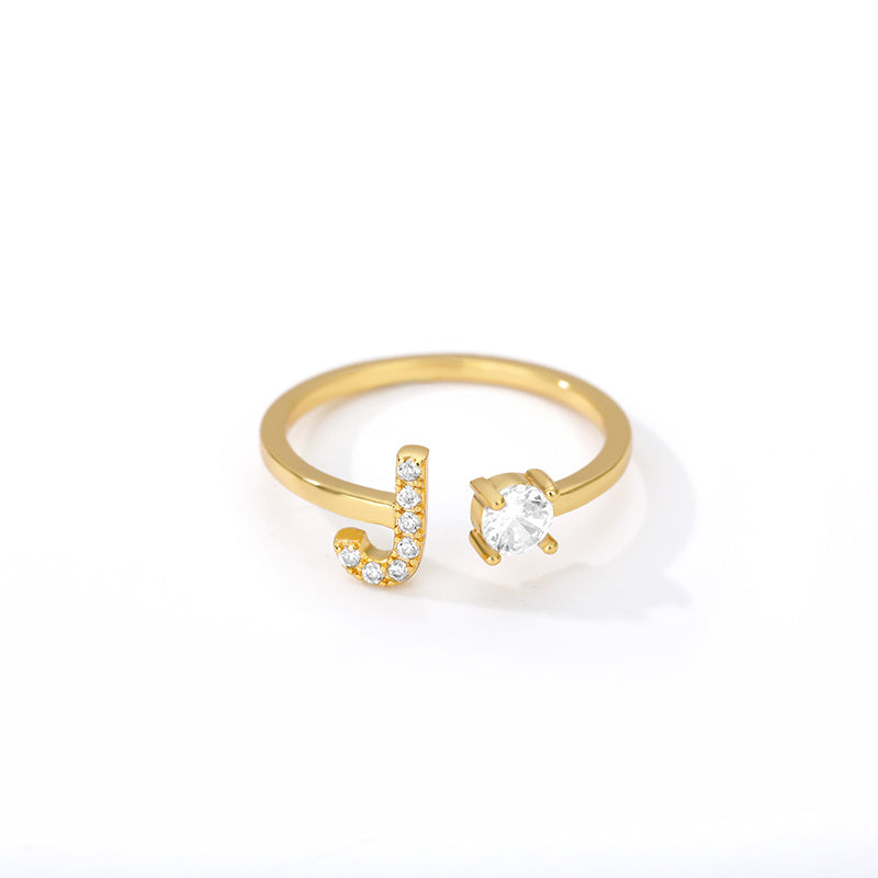 Tiny Initial Letter Ring A–Z, Adjustable