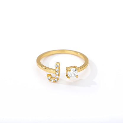 Tiny Initial Letter Ring A–Z, Adjustable