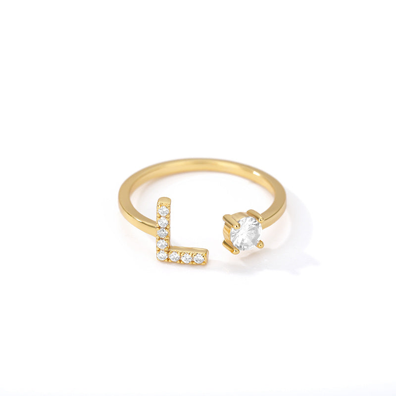 Tiny Initial Letter Ring A–Z, Adjustable