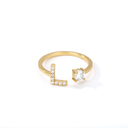 Tiny Initial Letter Ring A–Z, Adjustable