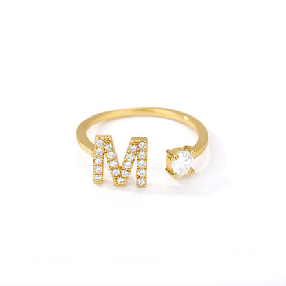 Tiny Initial Letter Ring A–Z, Adjustable