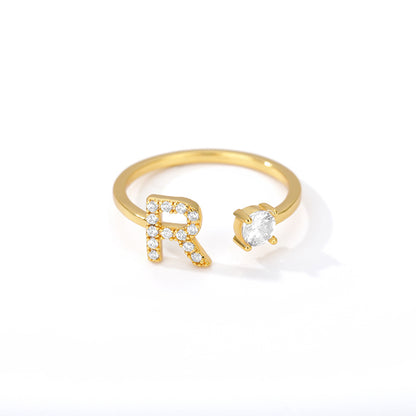 Tiny Initial Letter Ring A–Z, Adjustable
