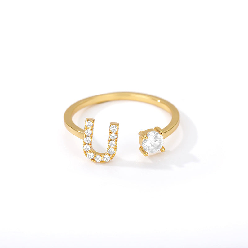 Tiny Initial Letter Ring A–Z, Adjustable