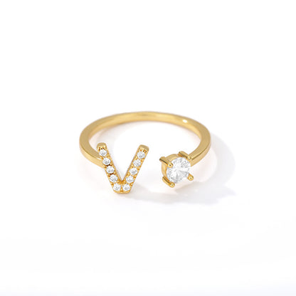 Tiny Initial Letter Ring A–Z, Adjustable