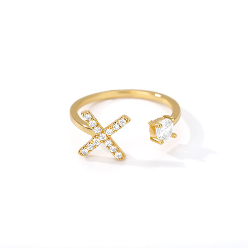 Tiny Initial Letter Ring A–Z, Adjustable