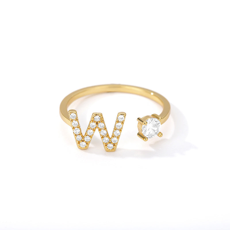 Tiny Initial Letter Ring A–Z, Adjustable