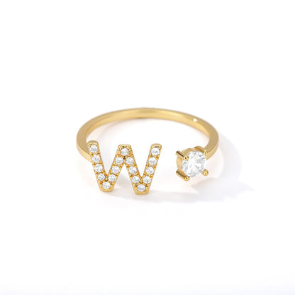 Tiny Initial Letter Ring A–Z, Adjustable