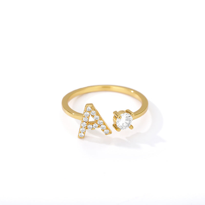 Tiny Initial Letter Ring A–Z, Adjustable