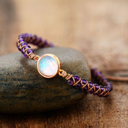 Stone Wrap Bracelet with Amethyst & Opal
