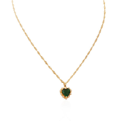 Heart-Shaped Full Diamond Zircon Love Necklace