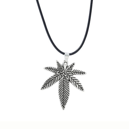 Leather Chain Clavicle Leaf Necklace