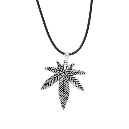 Leather Chain Clavicle Leaf Necklace
