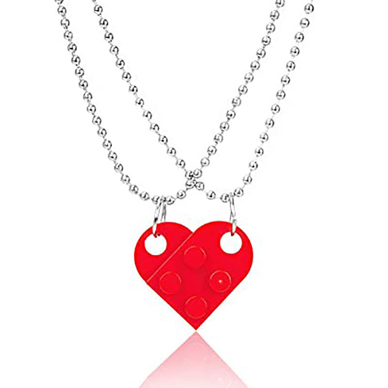 Lego Gift Heart Necklace, 2pcs Set