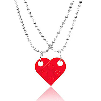 Lego Gift Heart Necklace, 2pcs Set