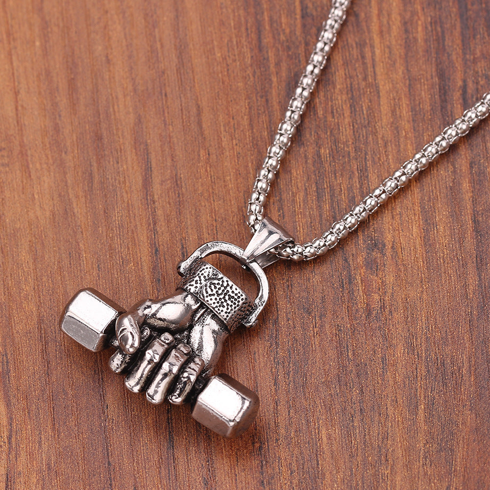 Gym Dumbbell Pendant Necklace