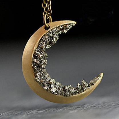 Crystal Half Moon Gold Necklace