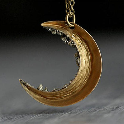 Crystal Half Moon Gold Necklace