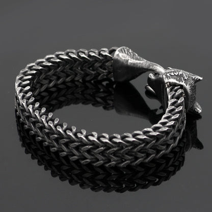 Men's Vintage Black Wolf Head Bracelet