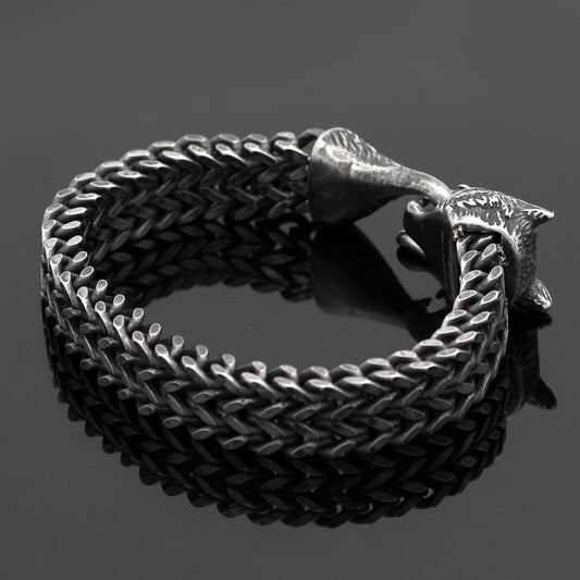 Men's Vintage Black Wolf Head Bracelet