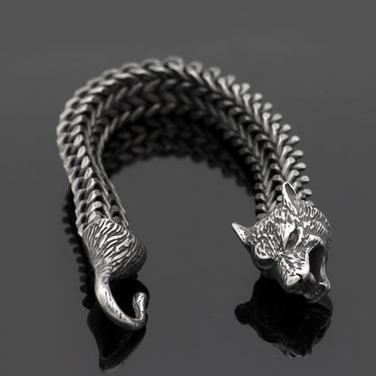 Men's Vintage Black Wolf Head Bracelet