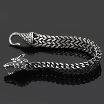 Men's Vintage Black Wolf Head Bracelet