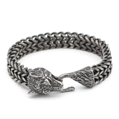 Men's Vintage Black Wolf Head Bracelet
