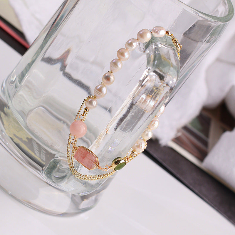 Pearl Strawberry Crystal Bracelet