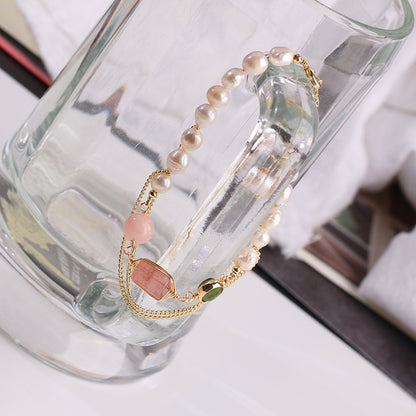 Pearl Strawberry Crystal Bracelet