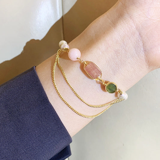 Pearl Strawberry Crystal Bracelet