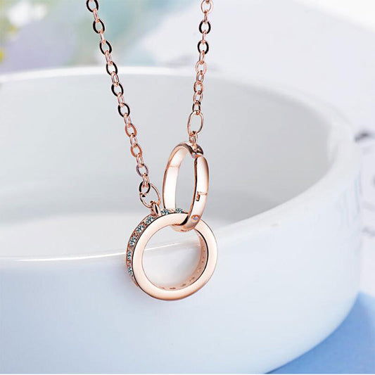 Double Ring Necklace Zircon