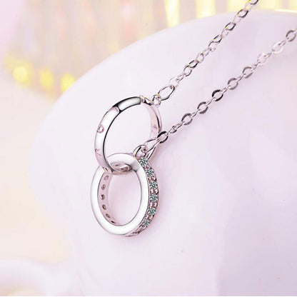 Double Ring Necklace Zircon