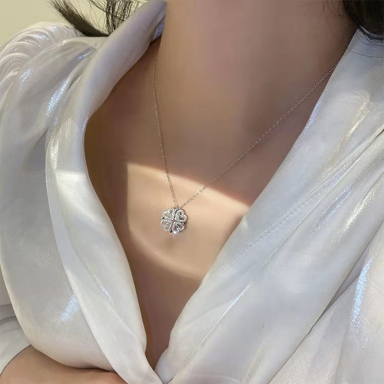 Four-Leaf Clover Heart Pendant Necklace