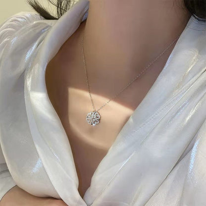 Four-Leaf Clover Heart Pendant Necklace