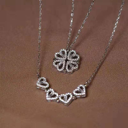 Four-Leaf Clover Heart Pendant Necklace