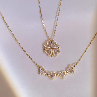 Four-Leaf Clover Heart Pendant Necklace