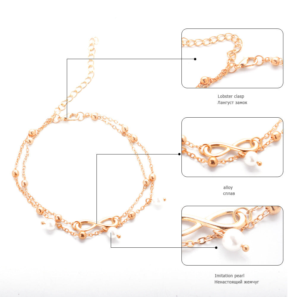 Women’s Double-Layer Pearl Anklet