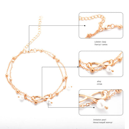 Women’s Double-Layer Pearl Anklet