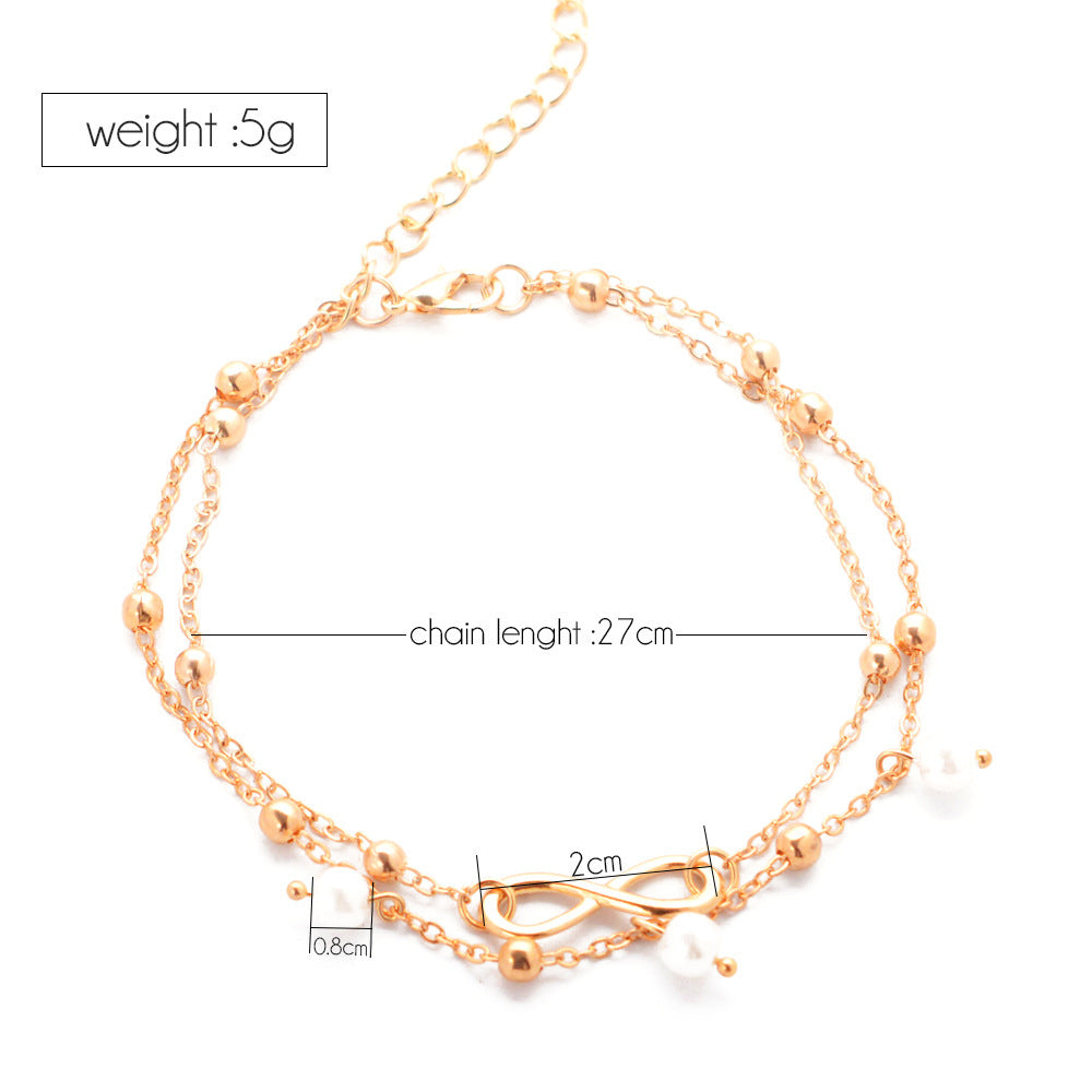 Women’s Double-Layer Pearl Anklet